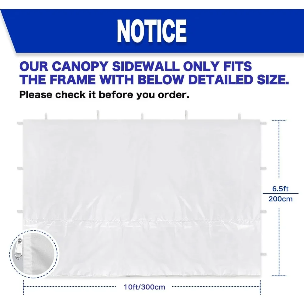 Paredes laterales de tienda de campaña, toldo emergente impermeable, protección UV 99%, paredes laterales de 3 piezas, solo paredes laterales de 3 piezas, canopytentnotincluído), 10x10
