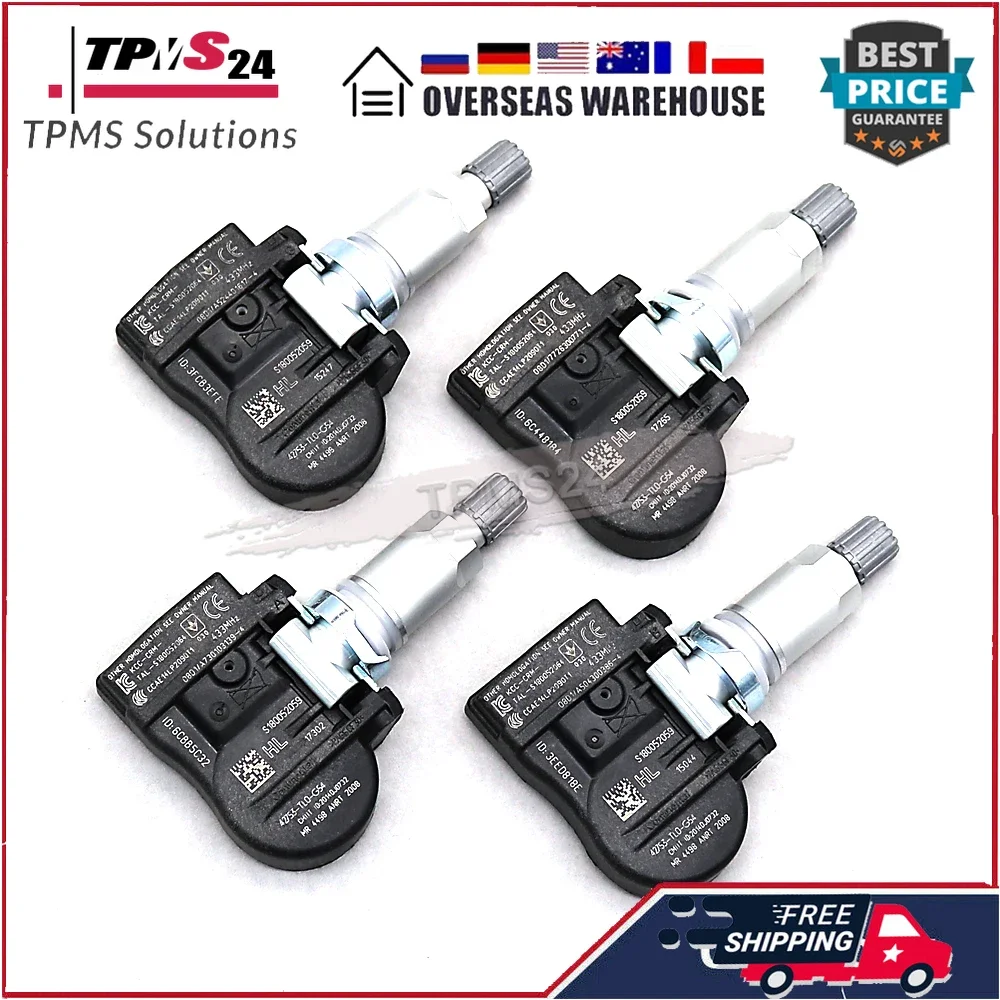 4X FOR Honda Accord Crosstour Crosstour Jazz IV Qoros 3 433MHz TPMS SENSOR TIRE AIR PRESSURE SENSOR 42753-TL0-G54 42753-TL0-G520