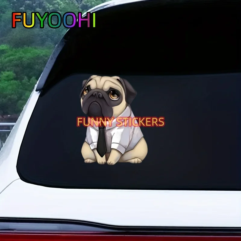 FUYOOHI Innocent Cute Pug Dog Funny Car Toilet Lid Appliance Scratches Block Creative Waterproof Stickers