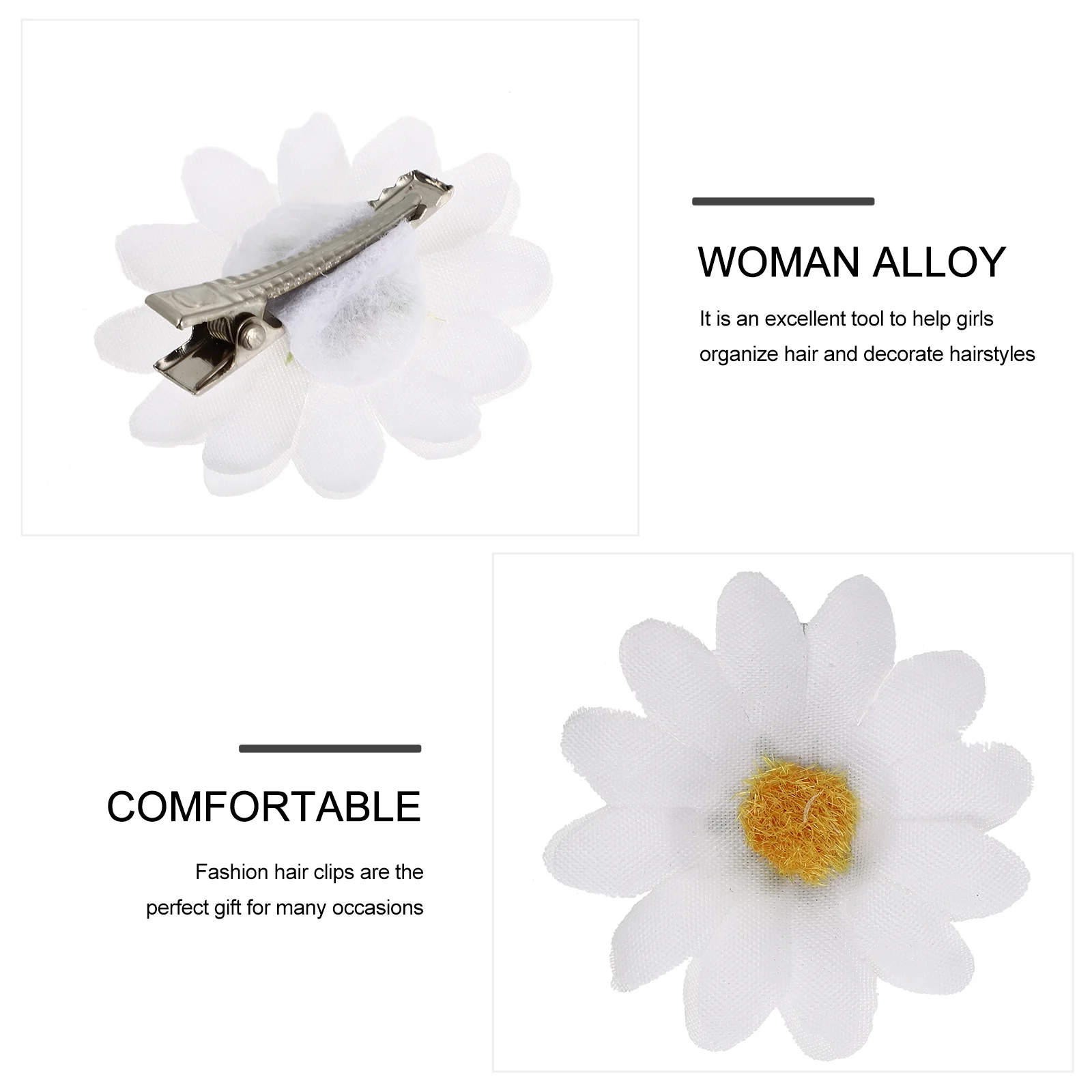 

12 шт., заколки с цветком ромашки для густых вьющихся прямых волос, идеальный аксессуар для волос, заколки для девочек, заколка с цветком
