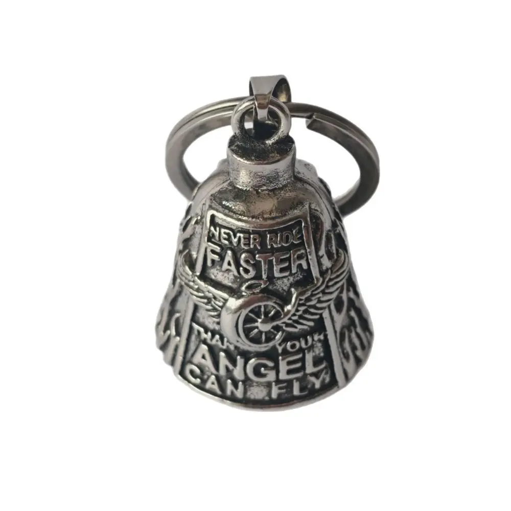 Campana de guardián de motocicleta con diseño 3D Vintage, diseño de ala de estilo Punk, amuleto de buena suerte para motorista, colgante de Ángel Retro de aleación, campana para hombres