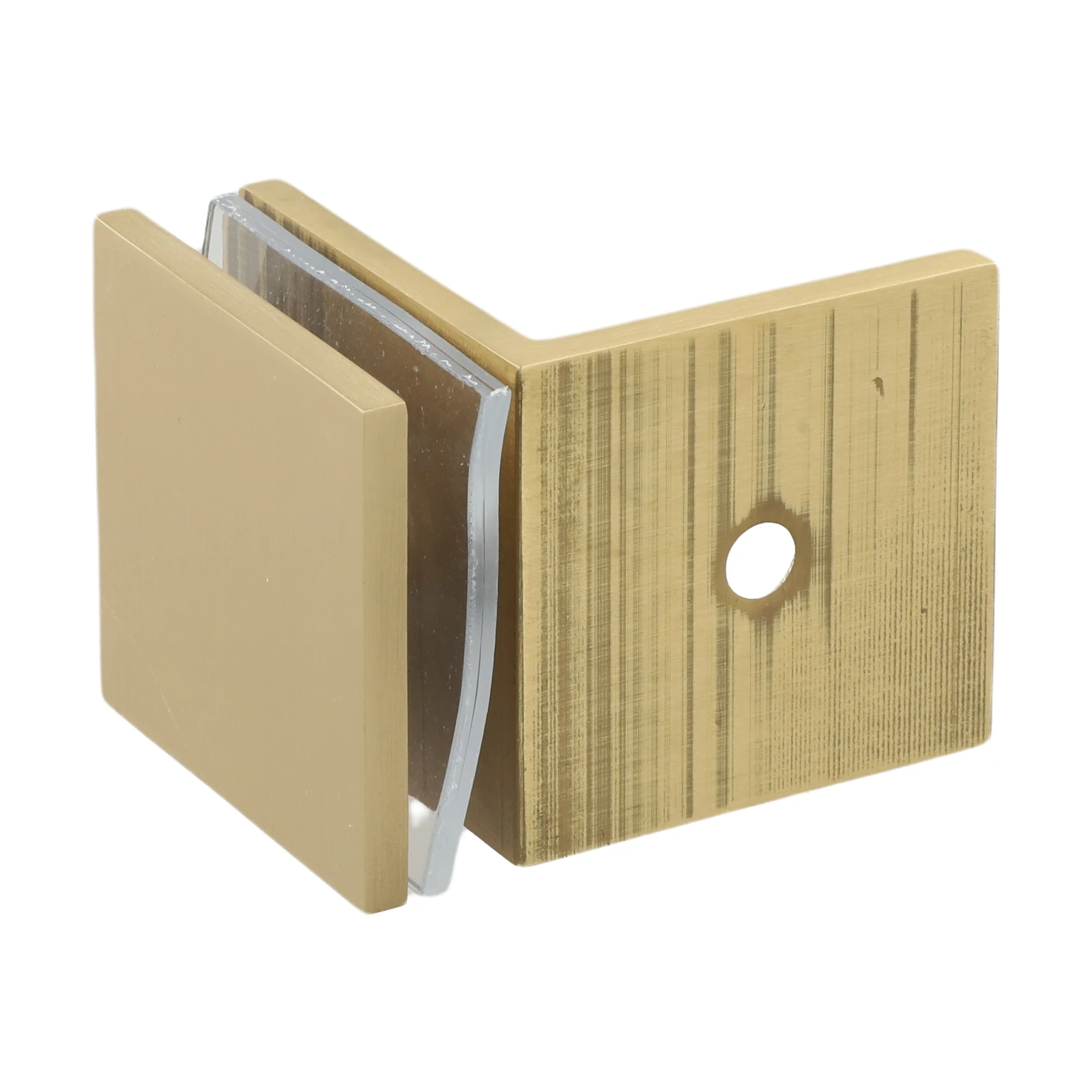 Solid Brass Glass Holder for Showers 90 Degree Angle Clamp for Secure Wall Mounting and Modern Bathroom Aesthetics
