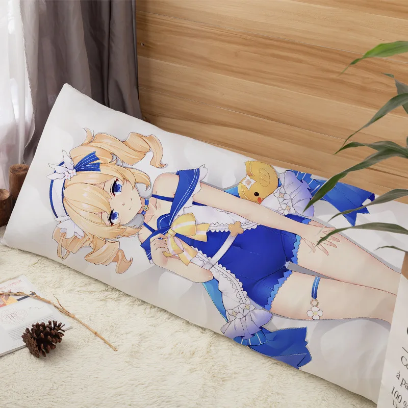 Genshion Impact Barbara Cosplay Hing Body Oreiller, Juste de Coussin Longue, Imprimé Deux Côtés, Fille Kawaii, 150x50 cm