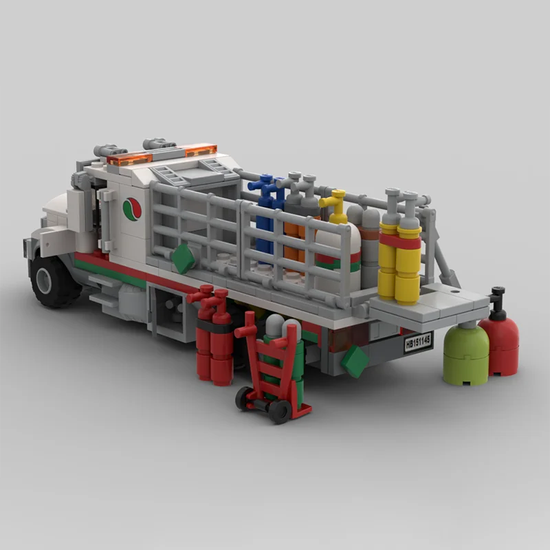 MOC City Engineering-Serie Modularer Oktan-Gasflaschen-Lieferwagenmodell kreative Ideen Spielzeug Geschenk Technologie Blöcke
