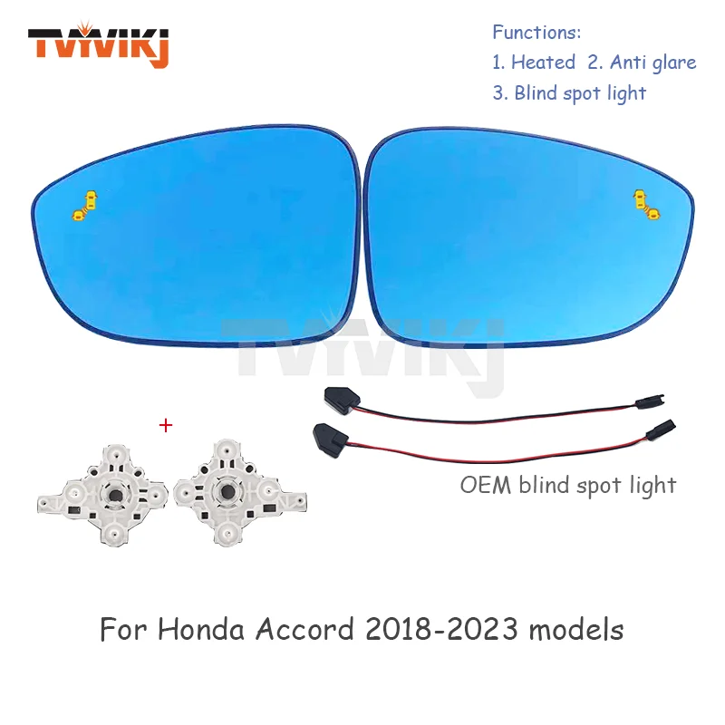 1 pair Outer Side Rearview Mirror Blue Glass Lens Blind Spot light For Honda Accord 2018-2023 Anti Glare BSD BSA car mirrors