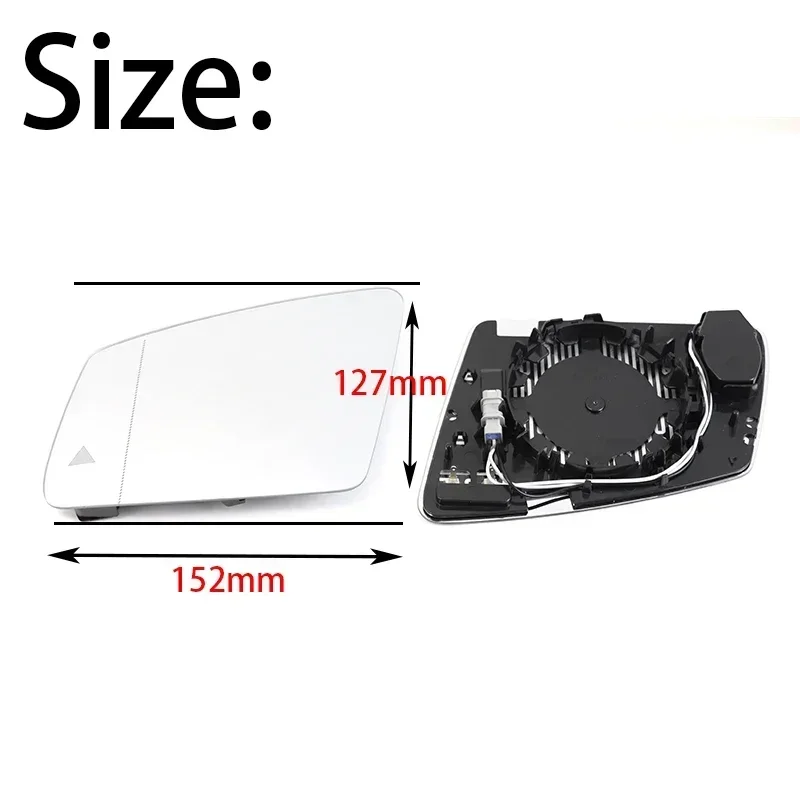 For Mercedes-Benz A B C E GLA CLA CLS W176 W246 W212 W204 W221 W218 Left or Right Heated Side Glass Mirror Lens with Blind Spot - Image 3