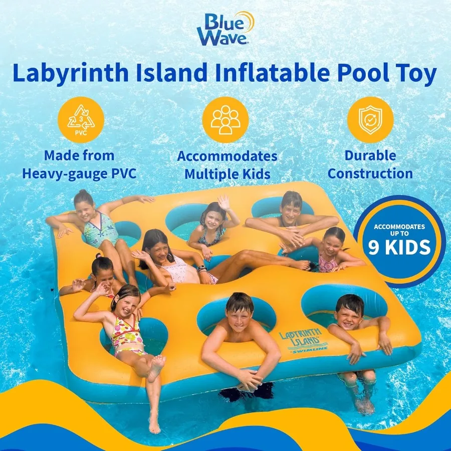 لعبة حمام السباحة القابلة للنفخ على جزيرة المتاهة لتصميم المتاهة الزرقاء الممتعة مع مادة PVC متينة مثالية للعب المائي في الصيف وفي الهواء الطلق