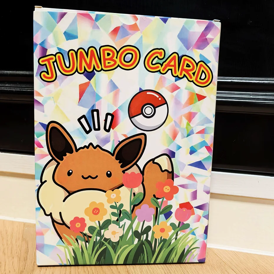 New Jumbo Card Box Oversized English Eevee Collection Cards Kids Gift Anime Trading Card Game Collectible Toy Present