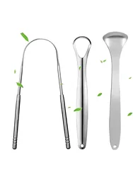3PCS Tongue Scraper, Stainless Steel Tongue Scrapers, Tounge Scraper Cleaner, Professional Tongue Brush,Tongue Coating Remover