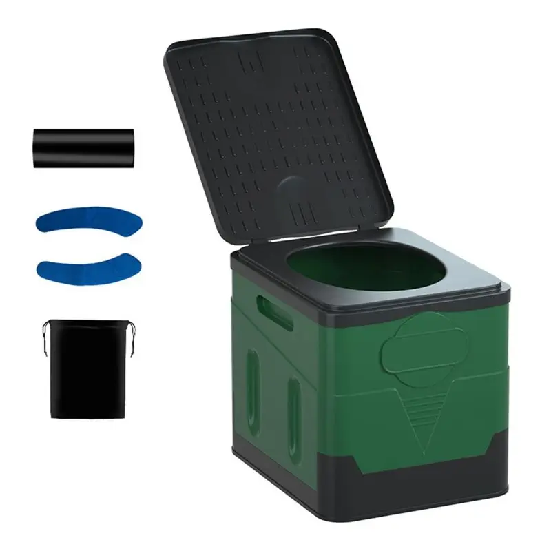 RMWIN-Portable Folding Toilet For Camping Travel Folding Car Emergency Toilet Reusable Toilet For Adults Kids Easy To Use -Green