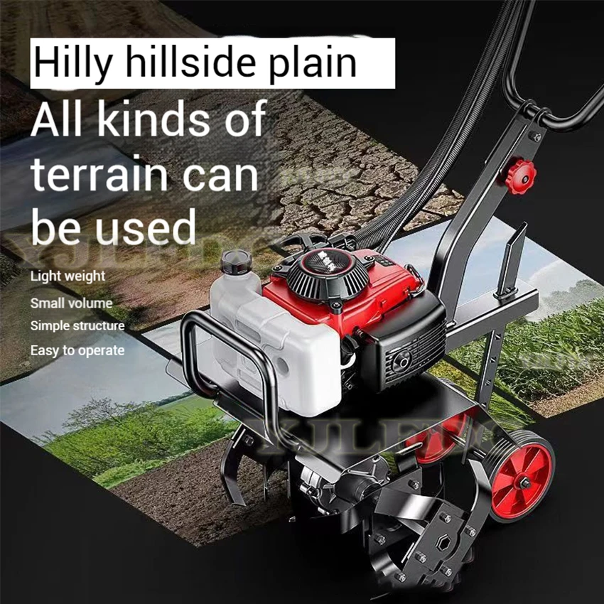أداة زراعة دوارة بأربعة أشواط، آلة زراعة صغيرة تعمل بالبنزين، حراثة صغيرة، رراثة التربة وتخفيف التربة