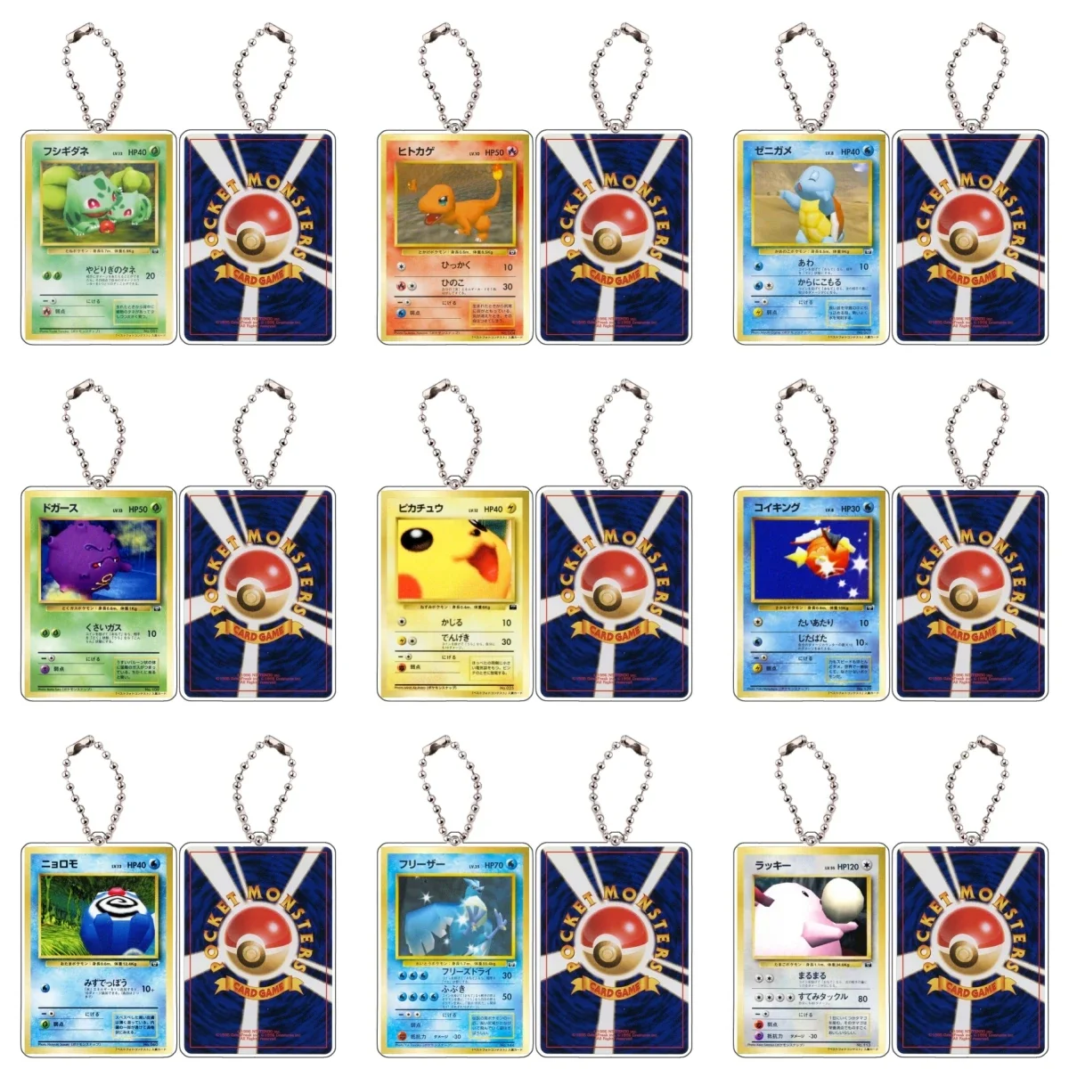 Pokemon Old Card Camera Squirtle Charmander Self Made Card Shape Acrylic Keychain Pendant Anime Classics Game Collection Toy