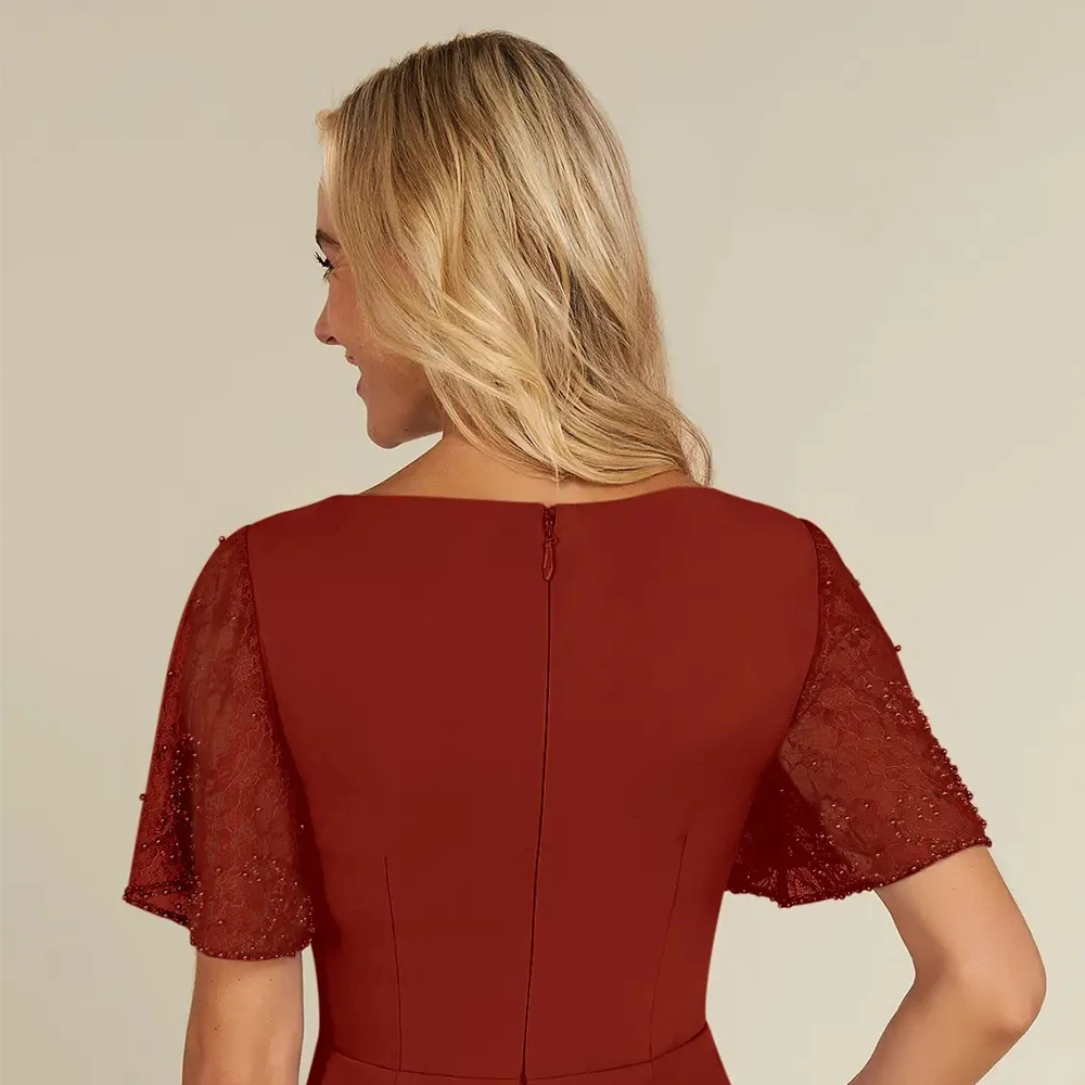 モダンなストラップレスの花嫁の母のドレス シフォン半袖ウェディングパーティードレス プリーツ付き 2025 夏 Vestido De Novia