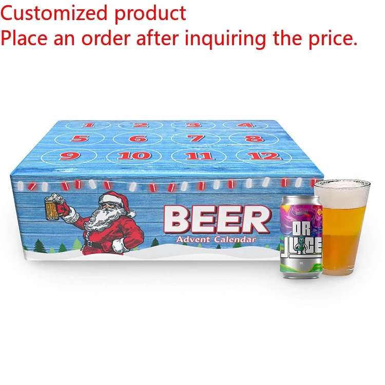 

2025Новая гофрированная доска для вина на 24 дня с принтом на заказ, пивная коробка, коробки для адвент-календаров