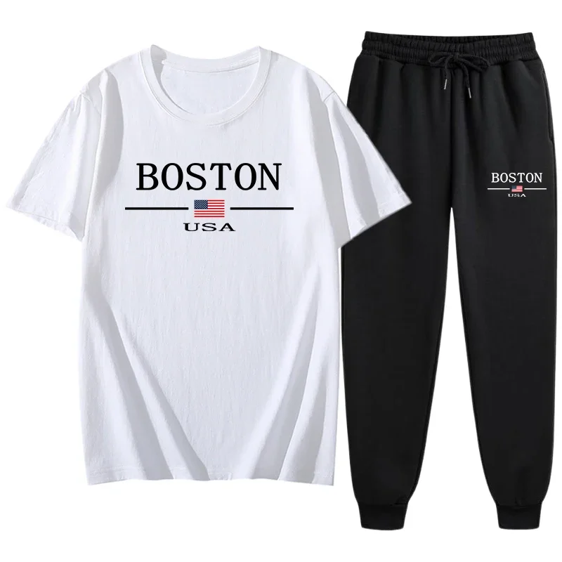 

Men's Tracksuit Suits Casual Versatile Summer Men T-Shirt Sweatpants Printing Daily Gym Jogging Sports Man Pants Fashion Outdoor