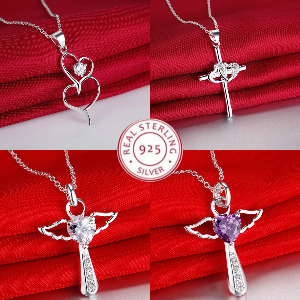 Halskette aus 925er-Sterlingsilber, schönes Herz, 5A-Zirkon, für Damen, modische Schlüsselbeinkette, Hochzeitsschmuck, Party-Geschenke
