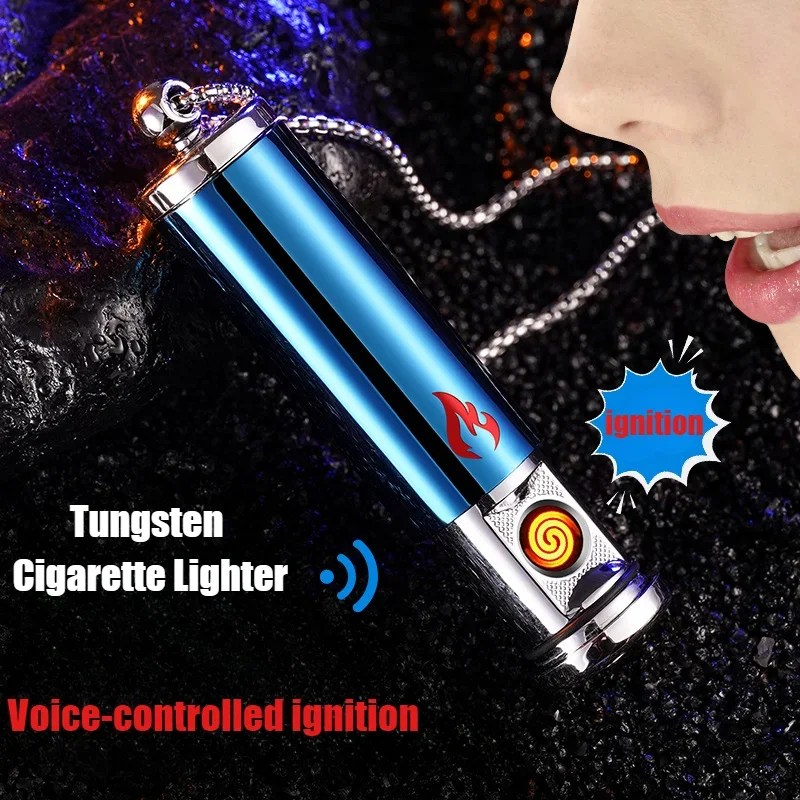 

Tungsten Lighter Black Technology Air Blowing Sound Control Gravity Sensing Knock Ignition Charging Cigarette Lighters & Smoking