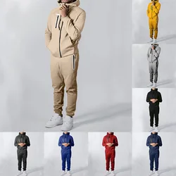 Autumn Winter Zipper Tracksuit Hoodie Two-piece Tracksuit Casual Pants Men's Suit Long-Sleeved Hoodie+Pants Sports Plus Size Set