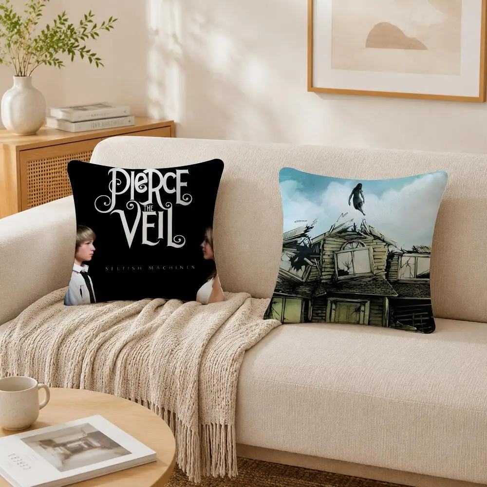 Band P-Pierce The Veil Cushion Cover Plush Decorative Pillow Case With Hidden Zipper Cutecore Room Decor For Home