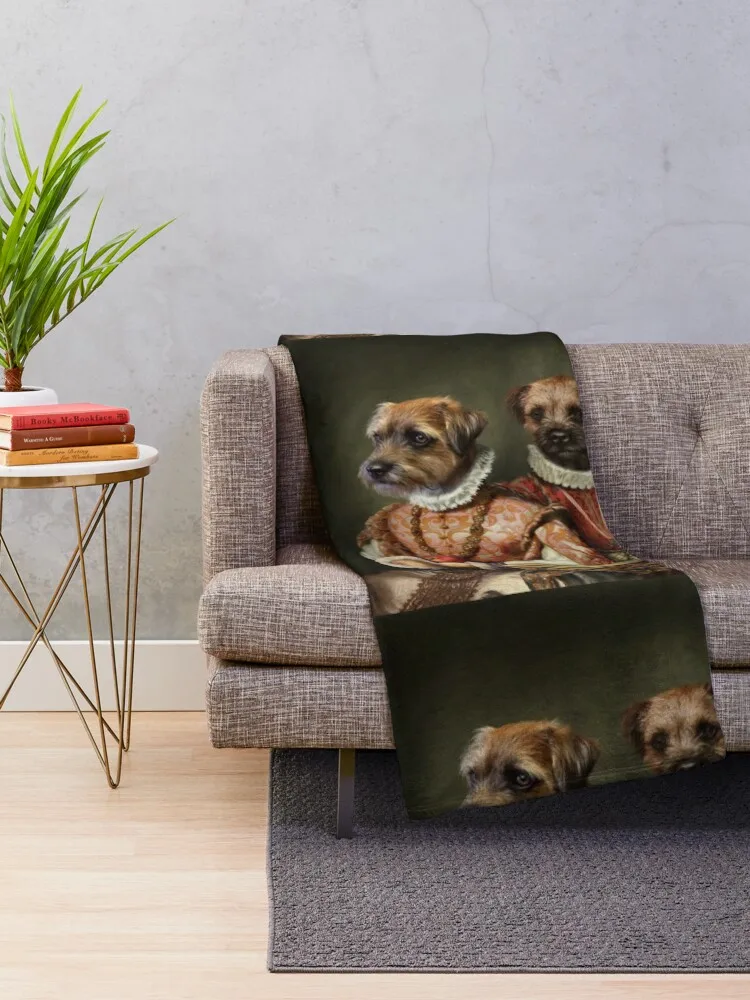 Border Terrier Dog Portrait - Holly and Ivy Throw Blanket christmas gifts Thins Custom Blankets