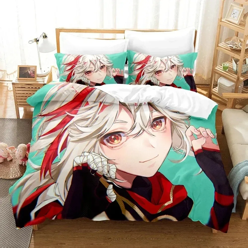 Аниме игра пододеяльник наволочка Genshin Impact комплект постельного белья для взрослых мальчиков и девочек украшение для спальни одинарный двойной большой размер