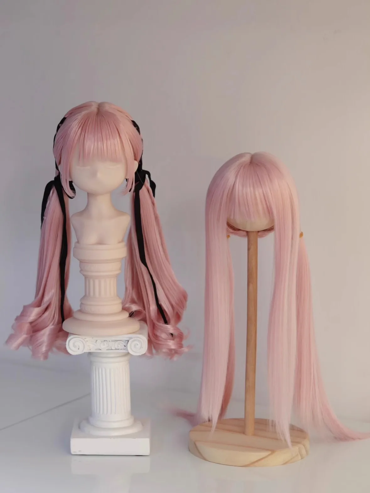 Double Ponytail Hair Wig Blank 1/3 1/4 In Stock BJD Long Straight Beautiful Girls High Temperature Silk Blue Doll Accessories