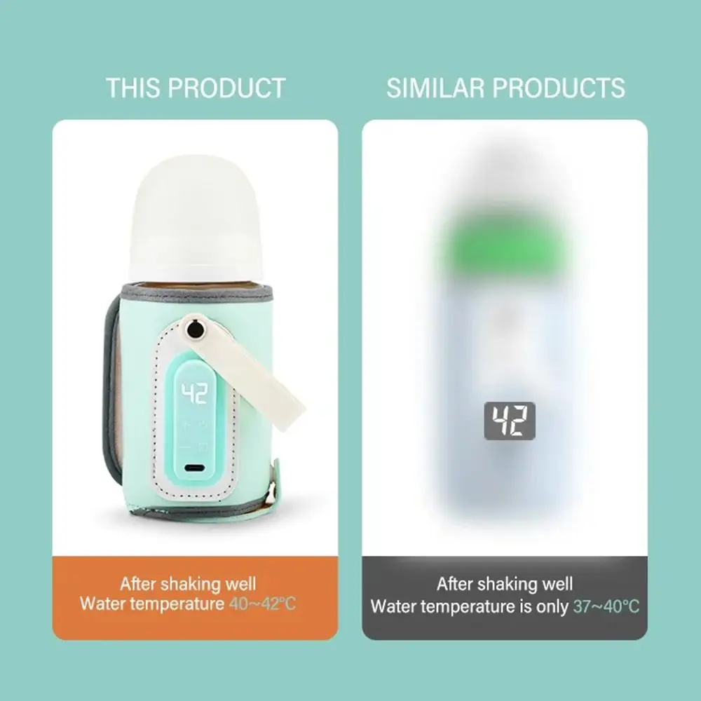 LED Display Portable Baby Bottle Warmer Smart Temperature Control 24H Constant Temperature Travel Breastmilk Heater