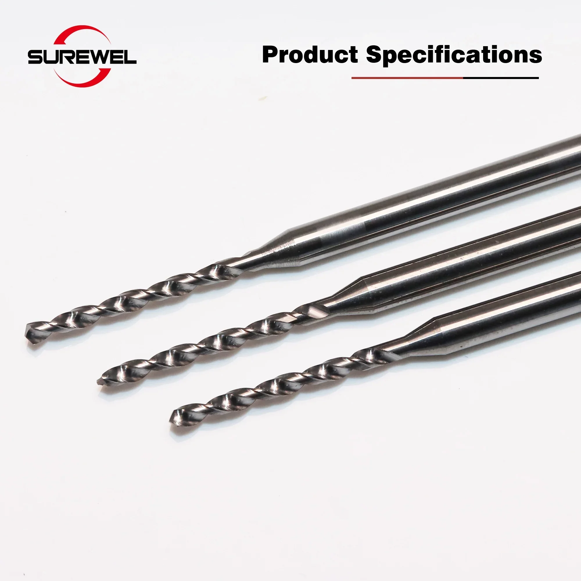 SUREWEL 0.1mm to 1.69mm Micro Carbide Drill Bit Precision Mini Drill Hole Maching CNC Solid Monolithic Metal Drill For aluminum