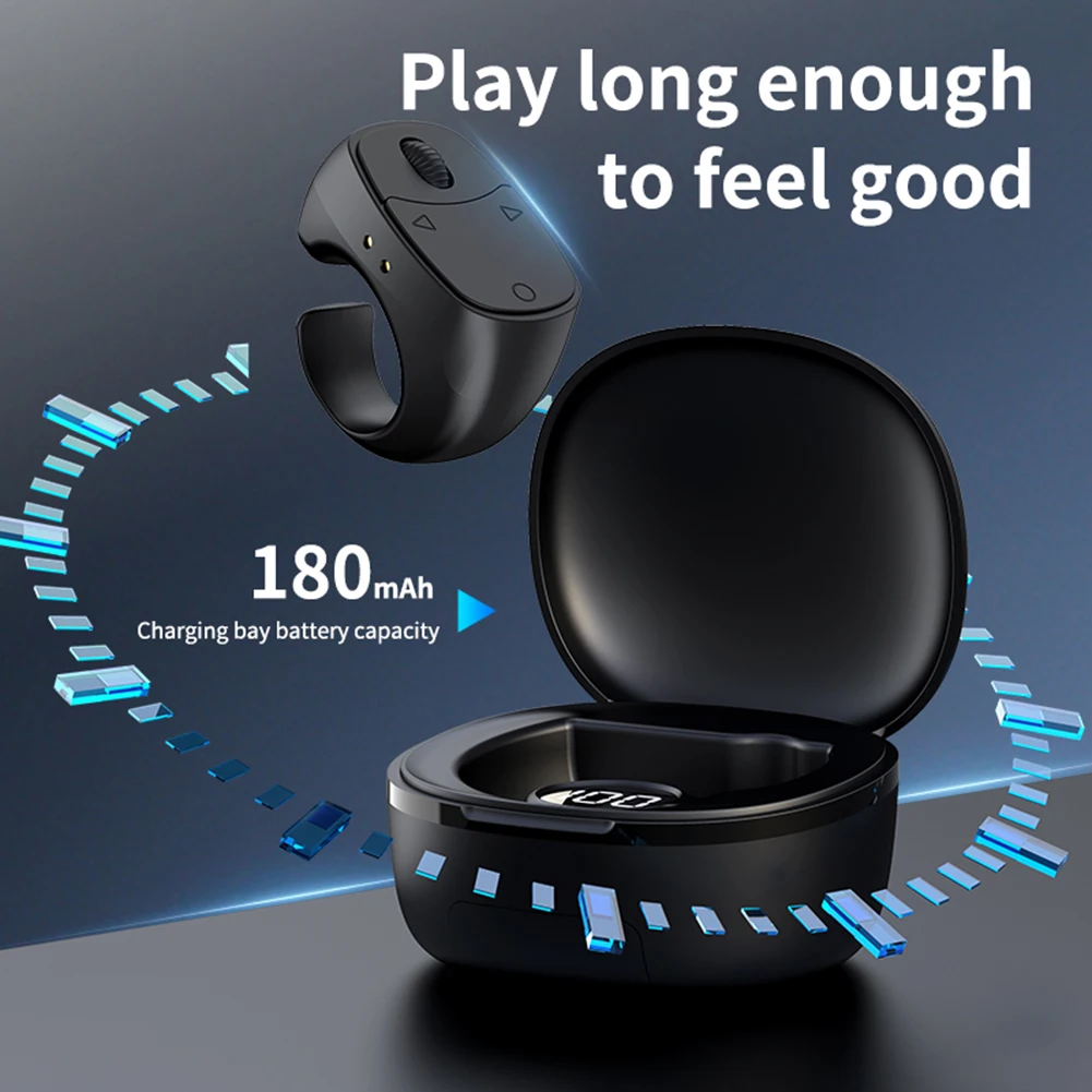 Mini Lazy Fingertip Remote with Charging Case Bluetooth Scrolling Ring Wireless Camera Shutter Selfie Button Digital Page Turner