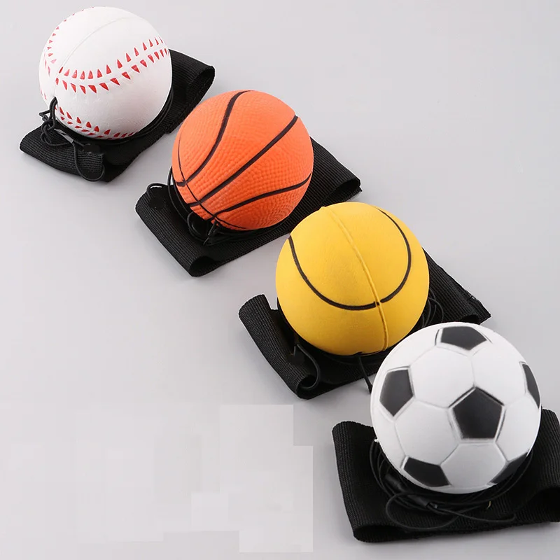 Pelota de rebote de PU para niños y adultos, pelota de fútbol, baloncesto, fútbol, forma de cuerda elástica, pulsera deportiva, correa, juguete de entrenamiento de mano para los ojos, regalo