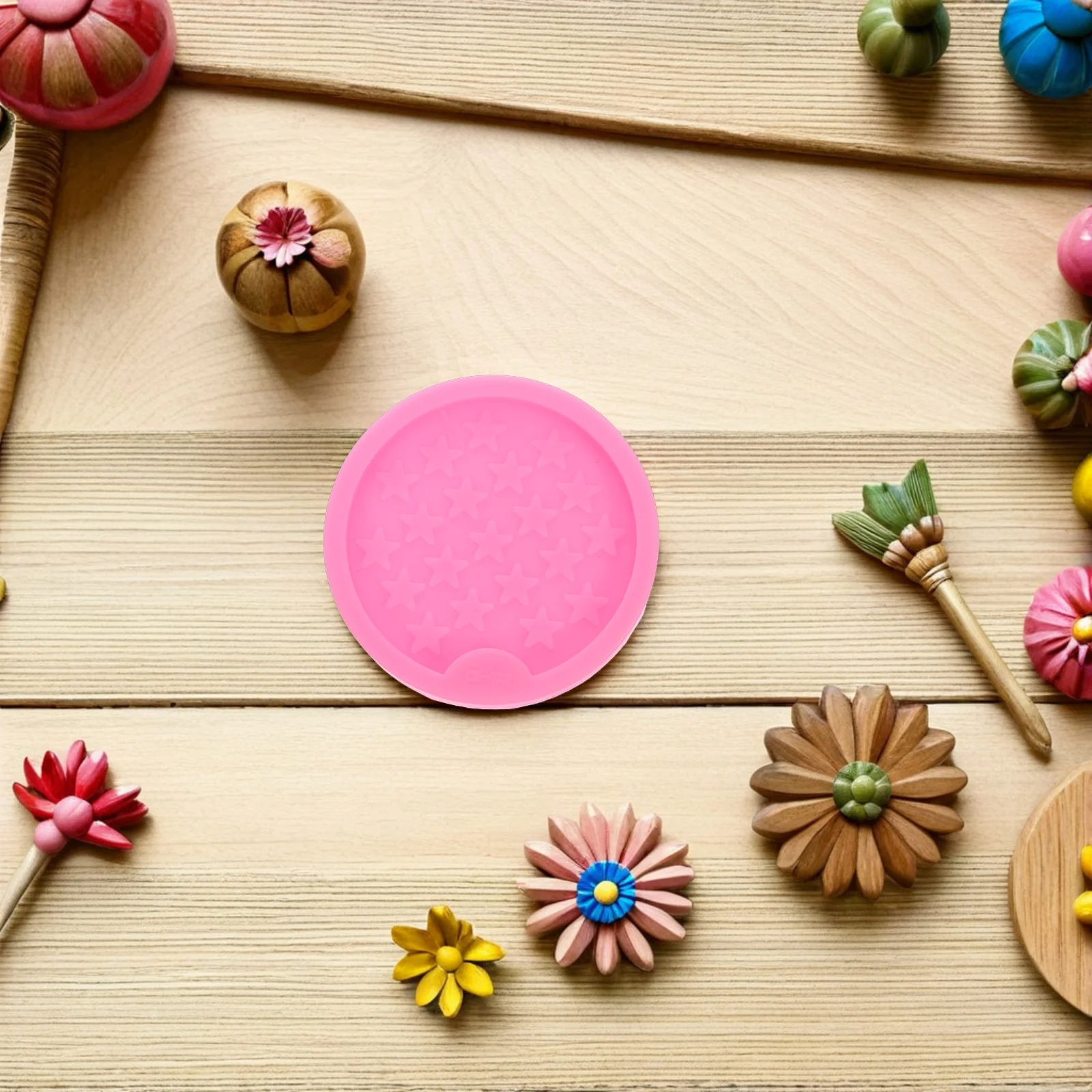 

5Pcs Coaster Molds DIY Silicone Reusable Epoxy Resin Casting Molds for Home Party Decor Resin Crafts Cup Pads Silicone Mold