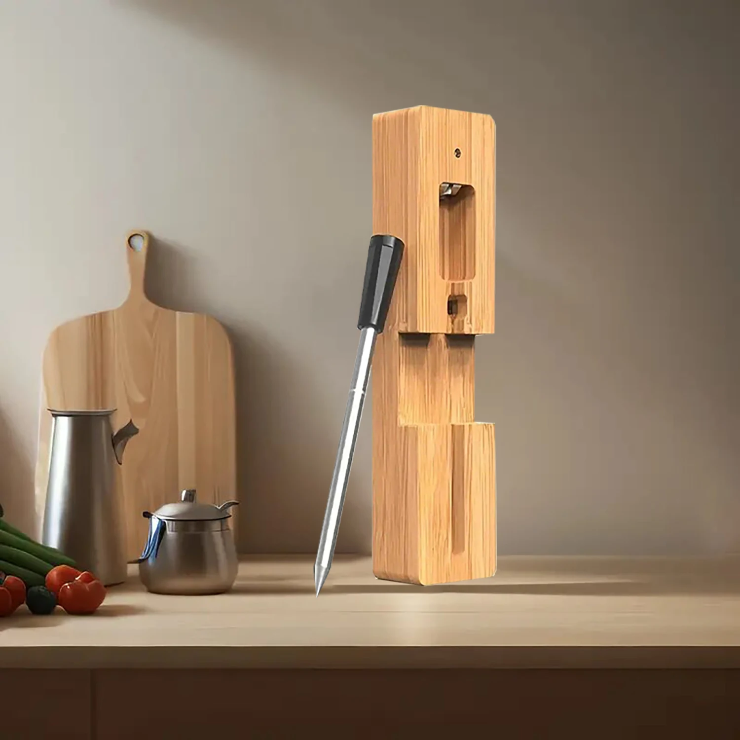 

1 wireless meat thermometer with digital display, metal probe, suitable for adults - suitable for outdoor barbecue