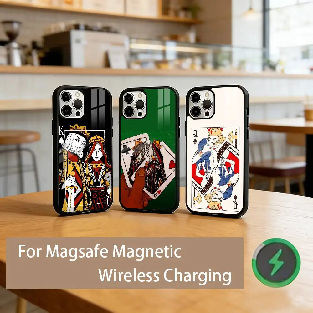 P-Poker Aesthetic Phone Case Magnetic with Magsafe Wireless Charging For iPhone17,16,15,14,13,12,11 Plus,Pro