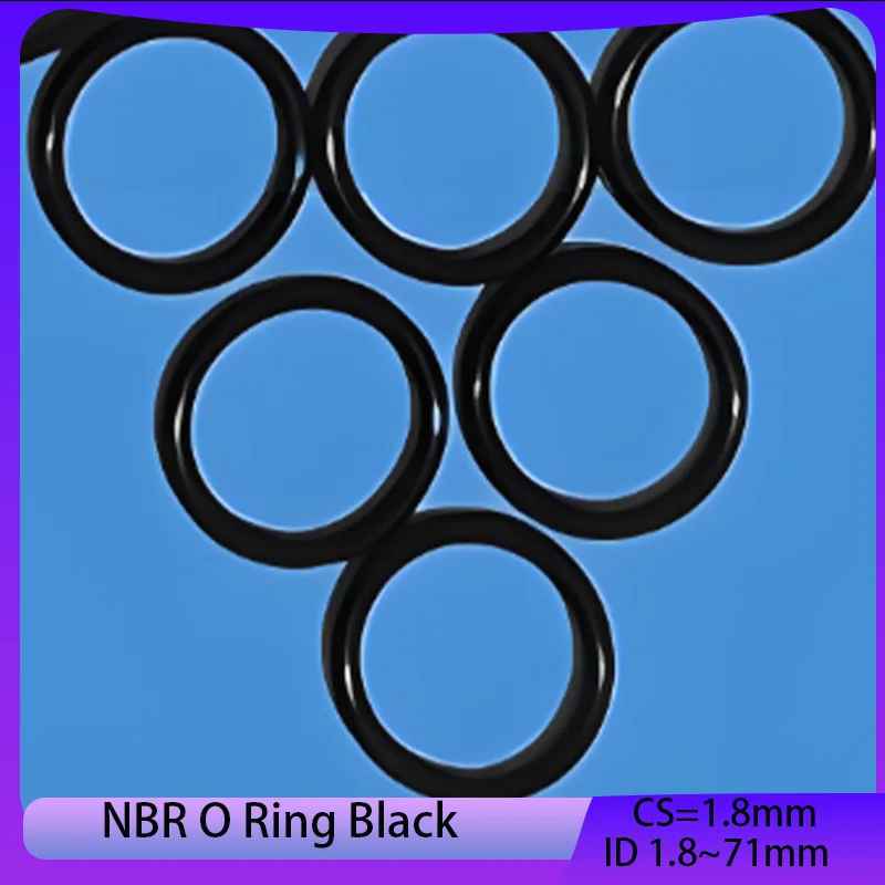 

NBR O Ring Gasket Nitrile Rubber Round O Type Corrosion Oil Resist Sealing Washer Black Thickness CS 1.8mm ID 1.8~71mm 10/50Pcs