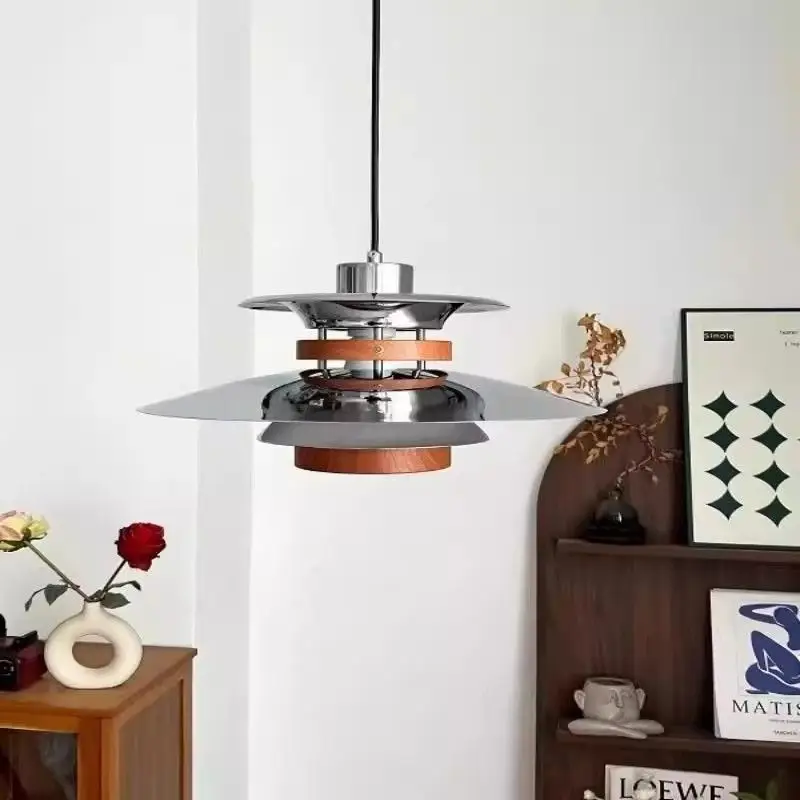 Estilo medieval disco voador e27 lustre restaurante prata quarto sala de estar mesa jantar lâmpadas penduradas iluminação interior