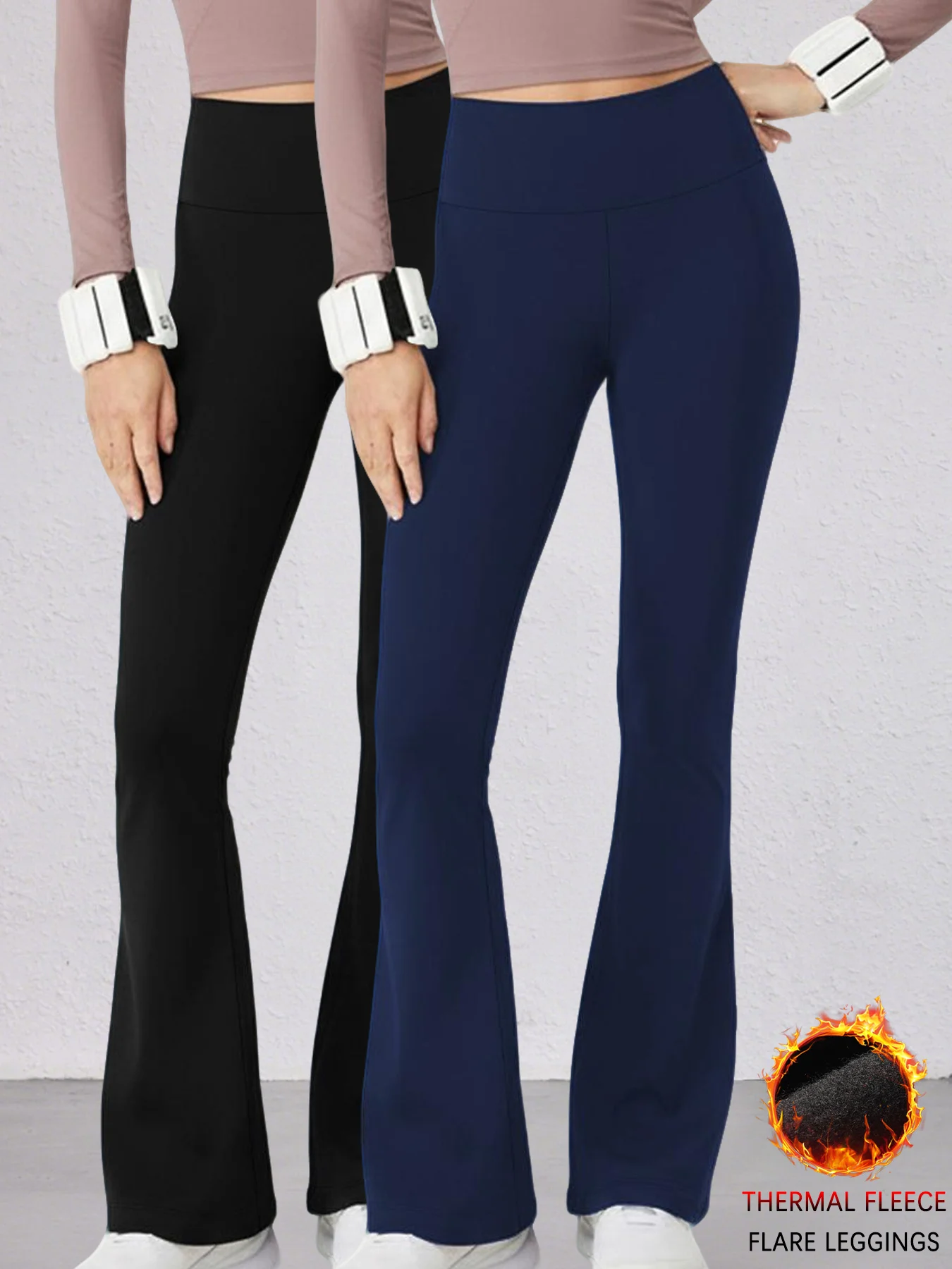 

Женские супермягкие флисовые расклешенные леггинсы с высокой талией и контролем живота. Удобный дизайн для йоги и повседневного ношения