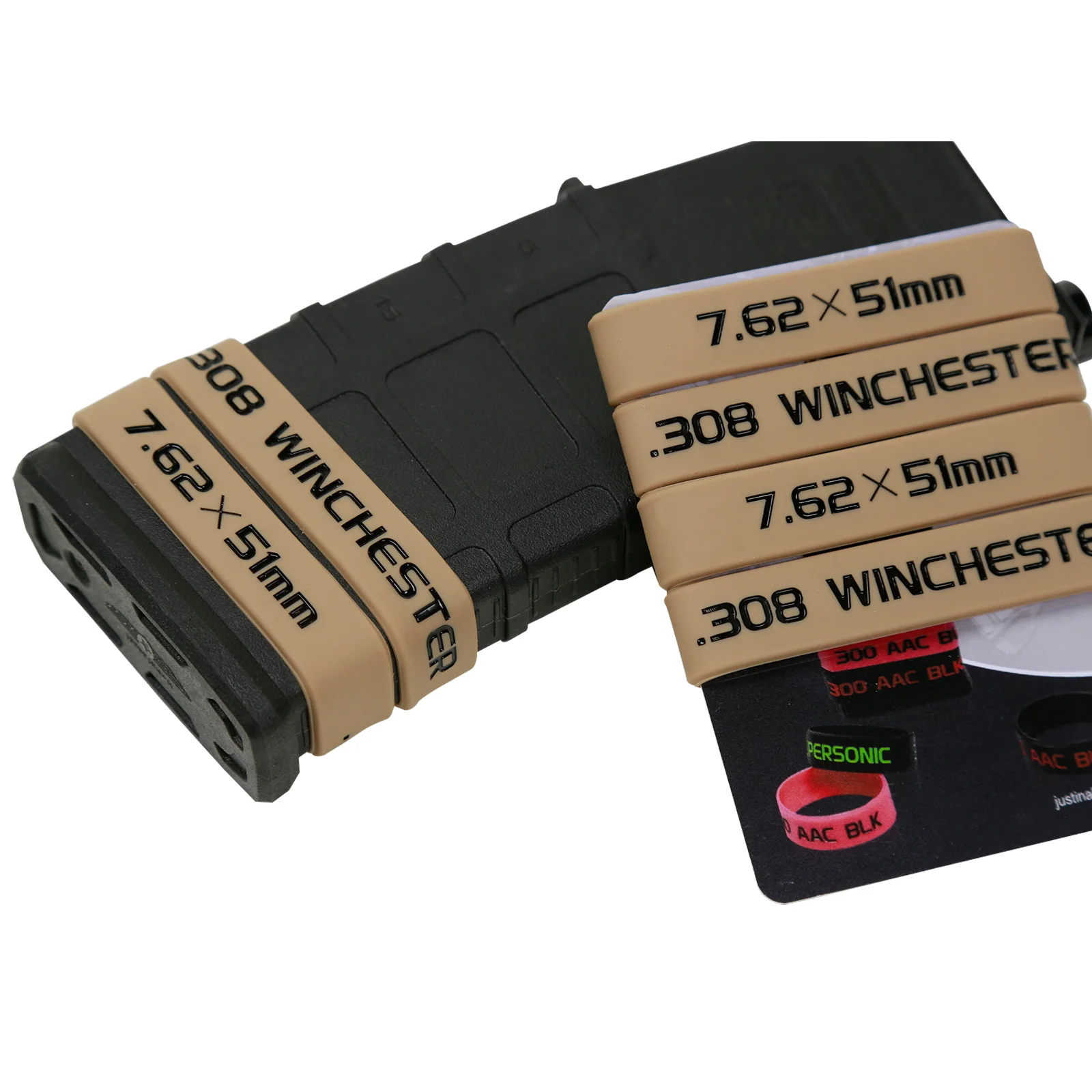 6 個マガジンマーキングバンドブラックアウトラバー 7.62x51 mm 308
