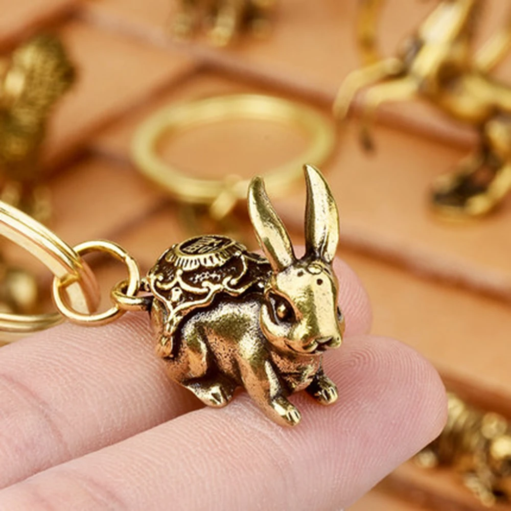 12 Styles Car Ornaments Desk Decoration Bull Ornament Sculpture Keychain Accessories Key Pendant Copper Miniatures Figurines