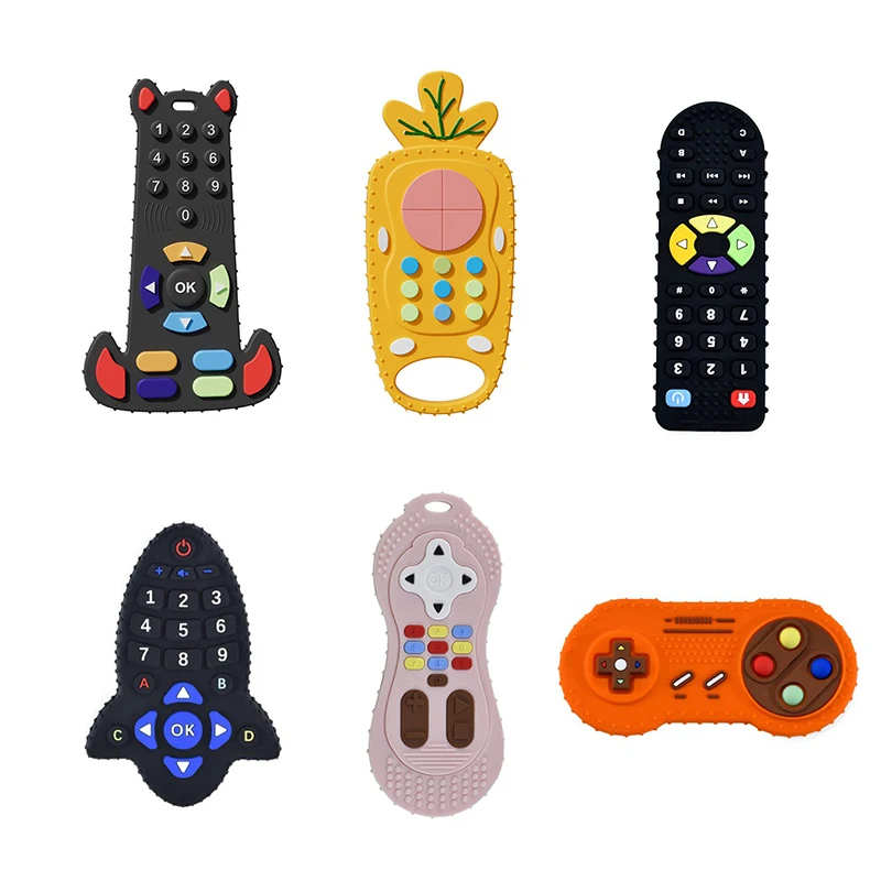 Silicone Baby Teether TV Remote Control Shape Teether Pain Relief Teething Toy Kids Sensory Educational Toy