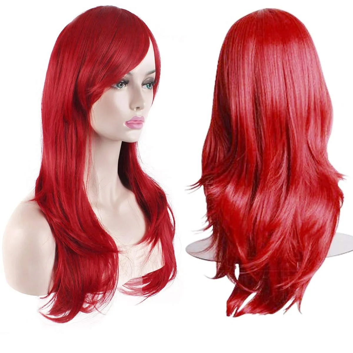 

Red Wig Wavy Hair Cosplay Synthetic Wig for Halloween Newbie Friendly Multi-color Fashion Big Wave Wig Natural Cute