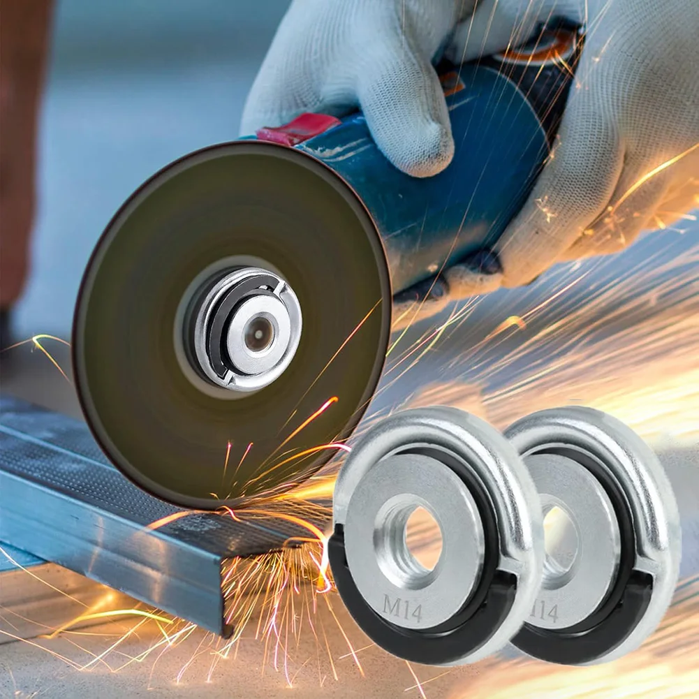 2Pcs Quick Release Flange Nut Self-locking Flange Nuts For Angle Grinders Accessories Abrasive Tools Pull Ring Pressure Plate