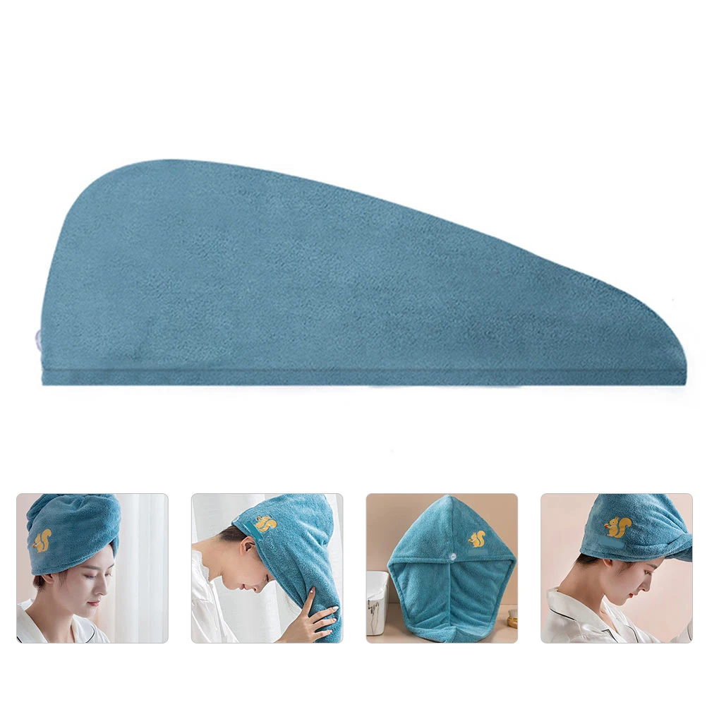 

Coral Fleece Quick Drying Hair Towel Hair Drying Shower Cap Absorbent Shower Hair Dry Cap Blue Baby Large Size Dry Hat