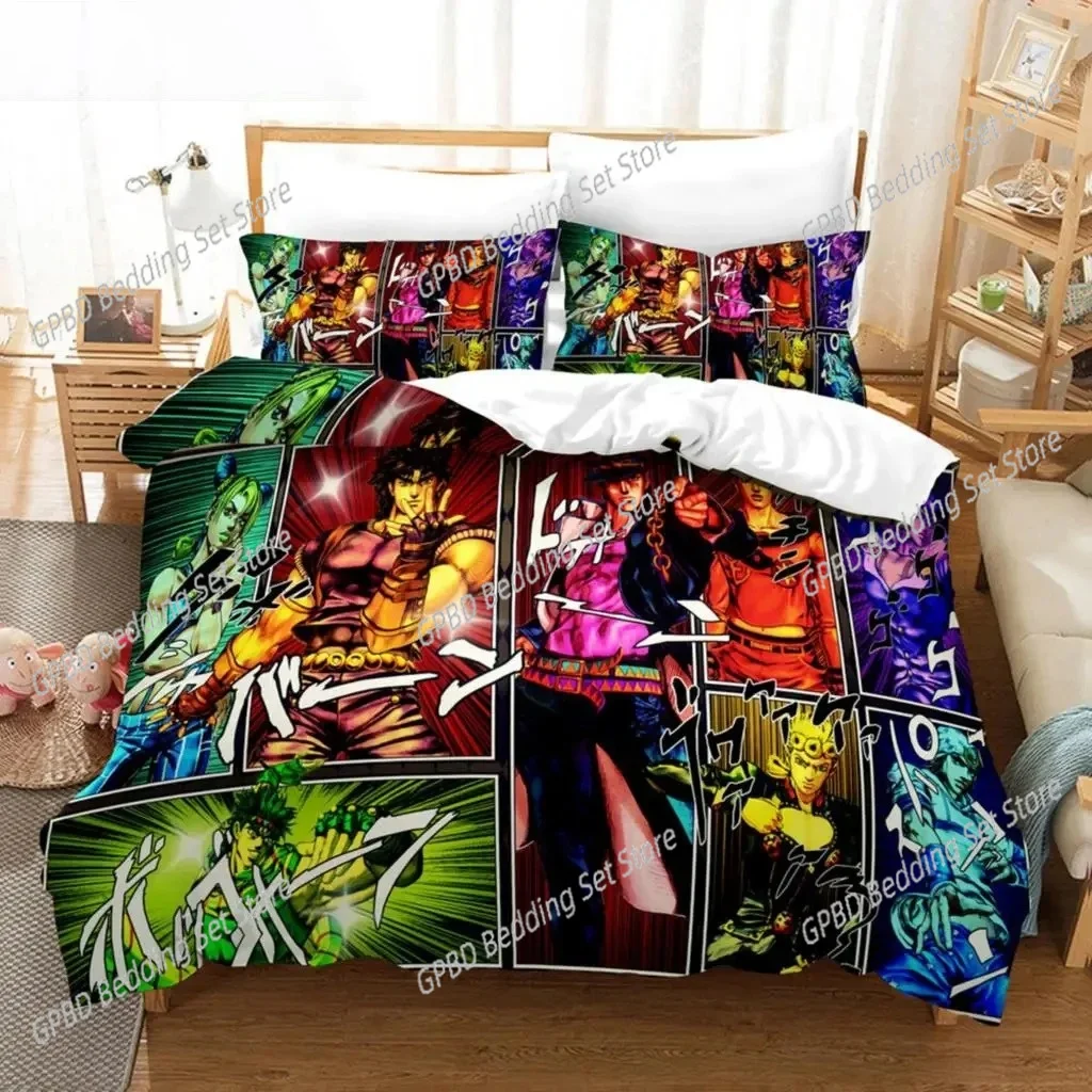 Anime JoJo Bizarre Adventure Jotaro Kujo Bedding Set Boys Girls Twin Queen Size Duvet Cover Pillowcase Bed Kids Adult