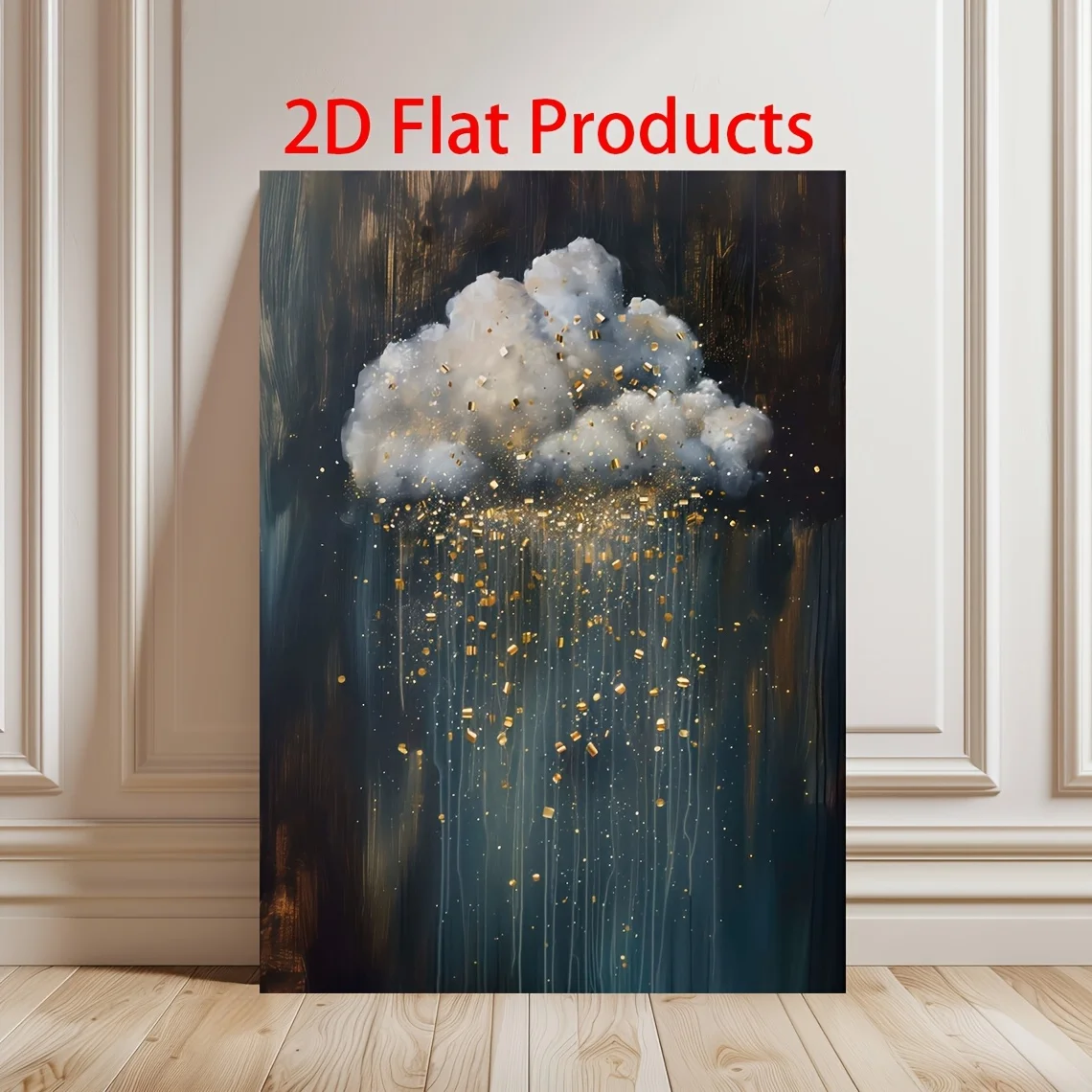 Vintage Floral Cloud Canvas Art Print - Frameless, Modern Wall Decor for Bedroom, Living Room & Home Office - Whimsical Wildflow