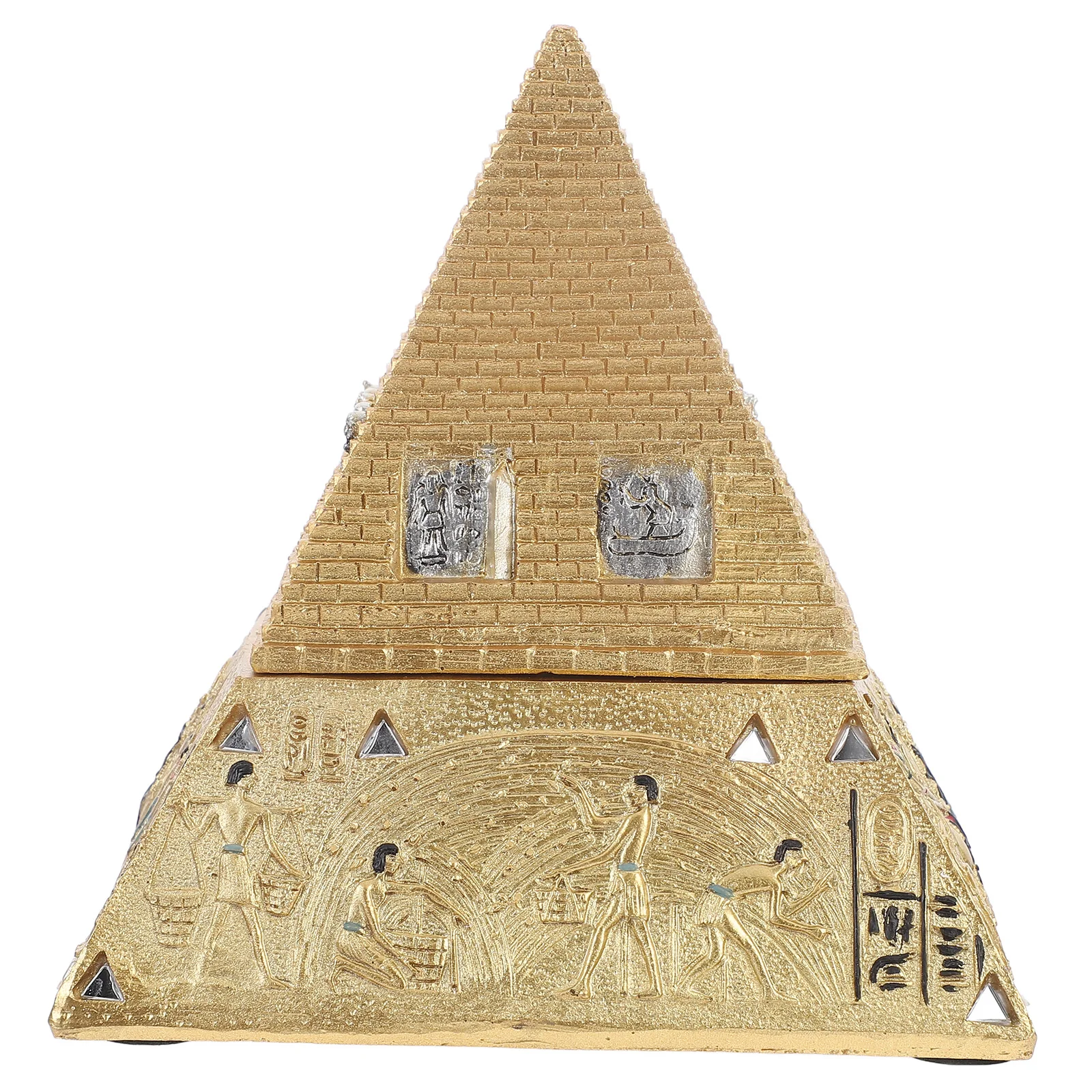 

Pyramid Jewelry Box Vintage Decorative Storage Container Silver Resin Case Retro Trinket Box Style Jewelry Packaging
