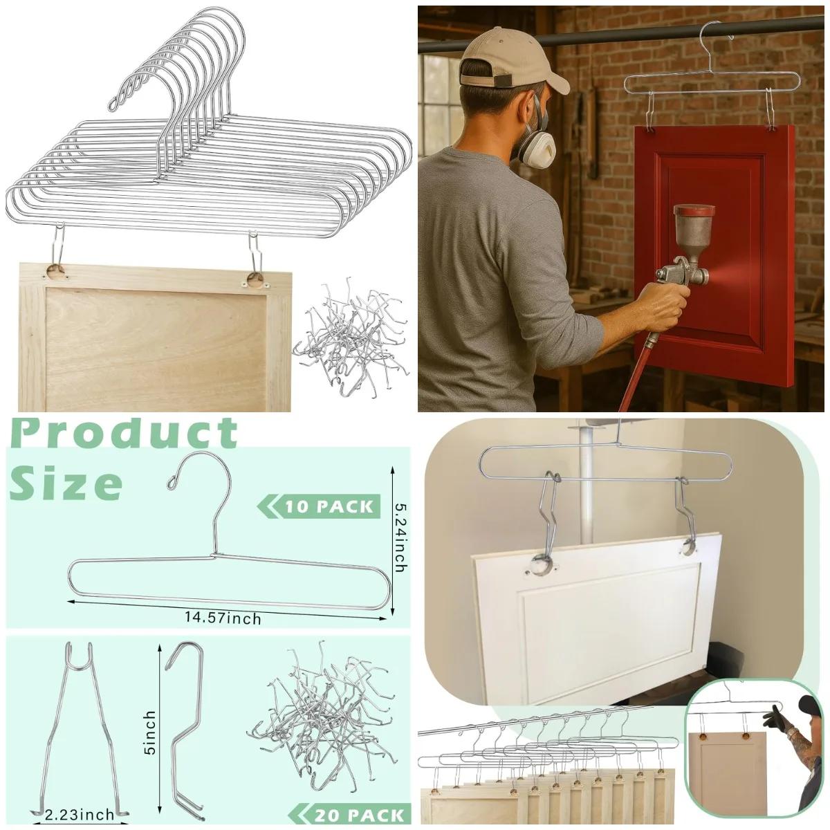 

Комплект вешалок для рисования в шкафу из 30 шт. с 20 металлическими крючками EFC, 14,57 x 5,24 дюйма