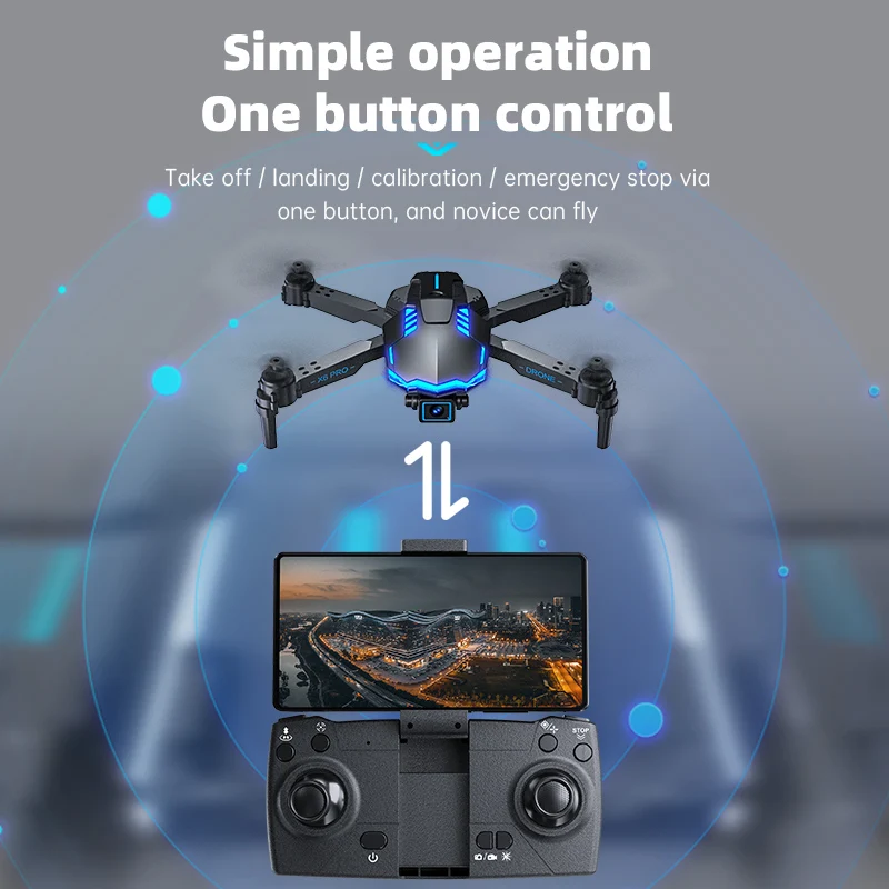 X6Pro Mini Drone 4K Professional HD Camera with Large Screen 2.4G WIFI FPV Dron Brushless Optical Flow Hover Folding Quadcopter