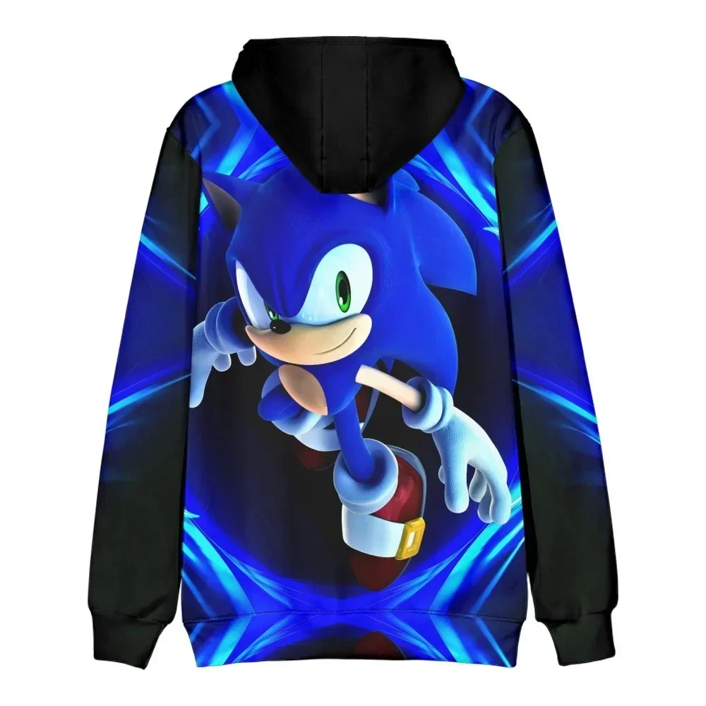 Sonic Cartoon Sonic Print Couple Outfit Fashionable Hooded Sweatshirt European and American Large Size Cool Sports Leg