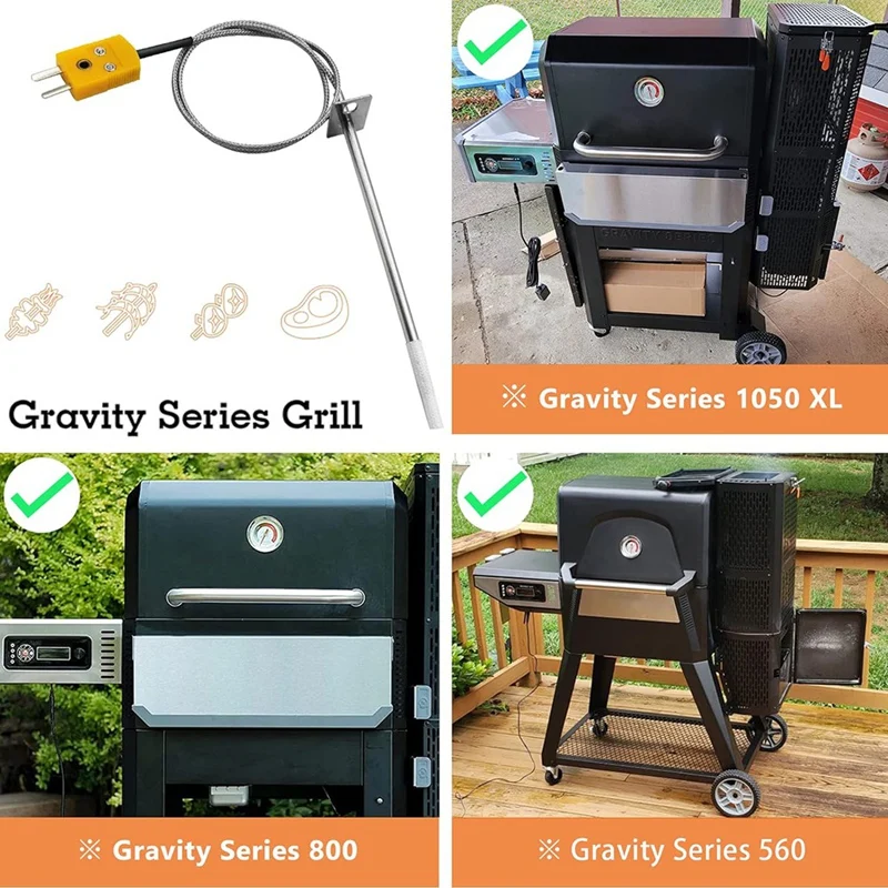 Pengukur suhu Kit pengganti, untuk Masterbuilt Gravity Series 560/800/1050 XL & panggangan arang Digital + perokok