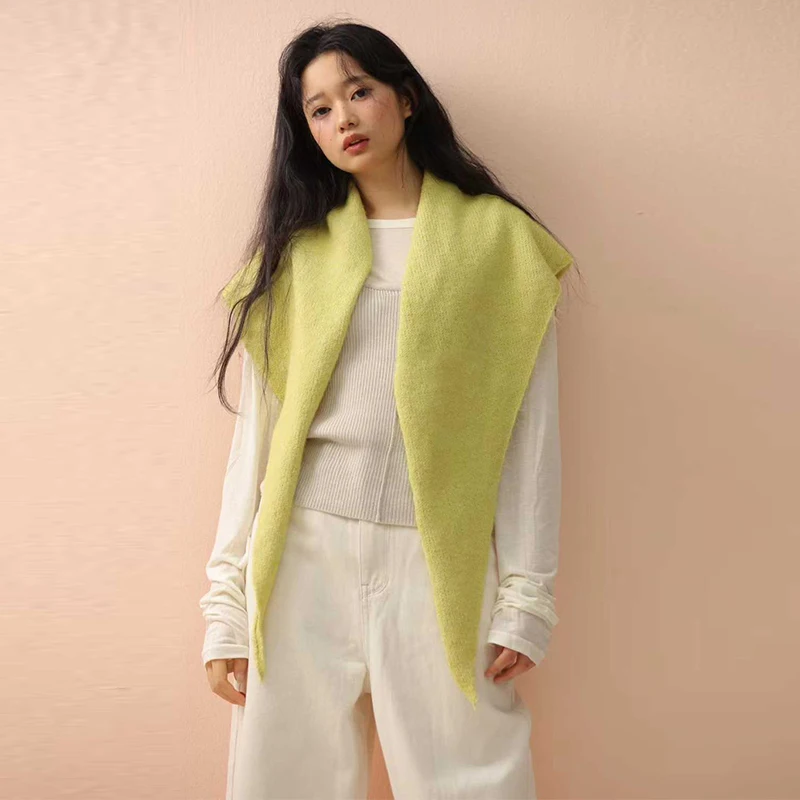 Dames Sjaal Winter Big Size Wol Koreaanse Stijl Gebreide Driehoek Sjaal Dames Winter Warm Hoofddoek Sjaal Verkocht Kleur Halsdoek